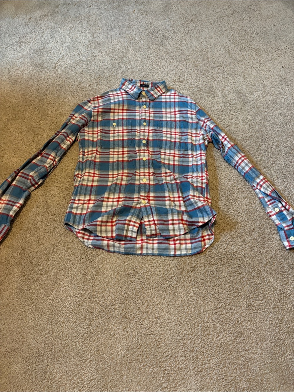 J. Crew Blue and Red Plaid Button-Down Shirt